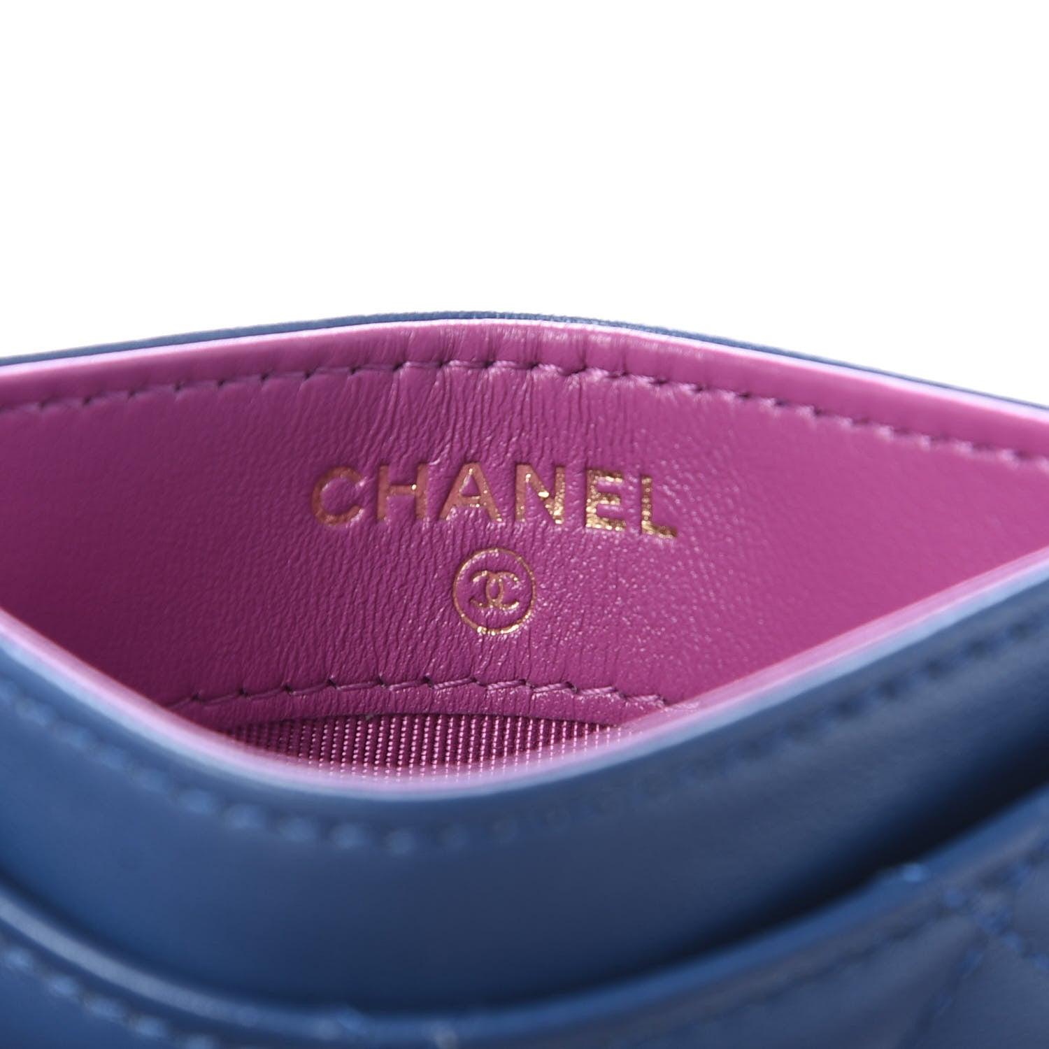 Chanel Lambskin Quilted Card Holder Blue Pink 7 of 10
