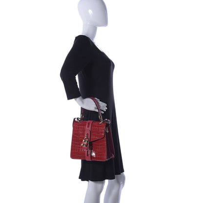 Chloe Calfskin Crocodile Embossed Small Aby Day Shoulder Bag Dusky Red 2 of 8