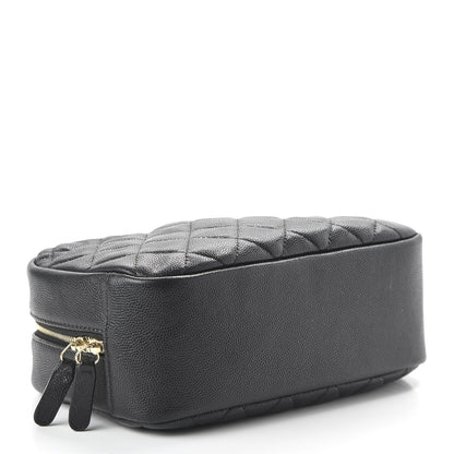 Chanel Caviar Quilted Curvy Pouch Cosmetic Case Black 4 of 10