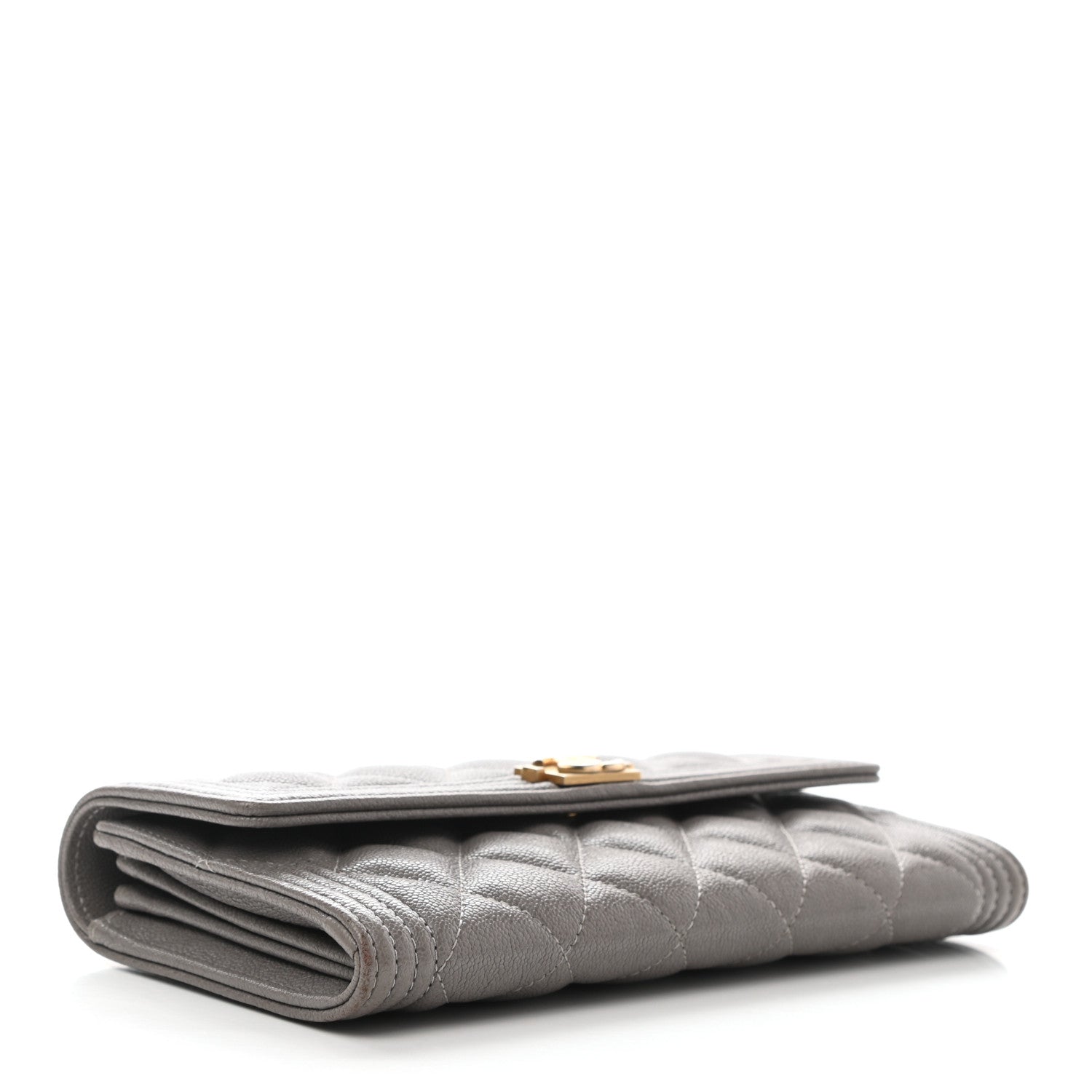 Chanel Caviar Quilted Large Boy Gusset Flap Wallet Grey 4 of 9