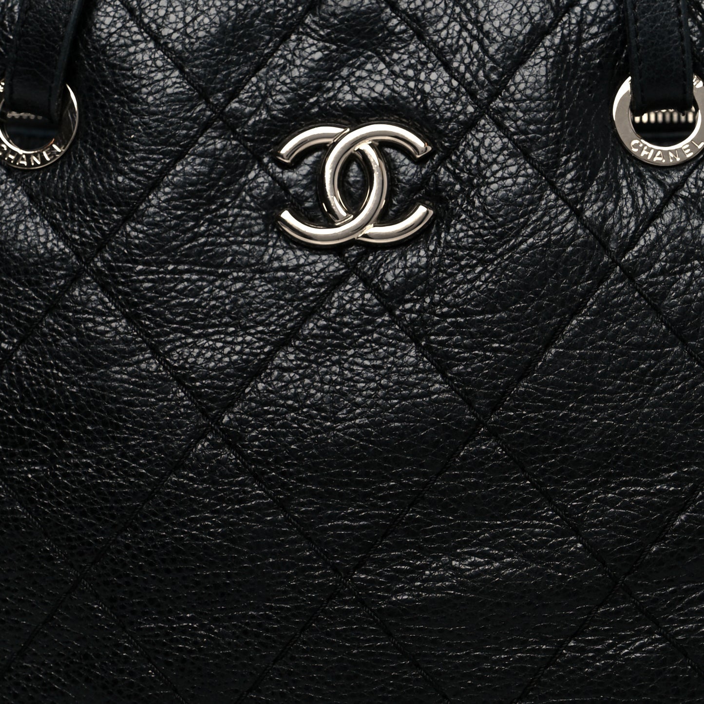 Glazed Calfskin Large On The Road Tote Black