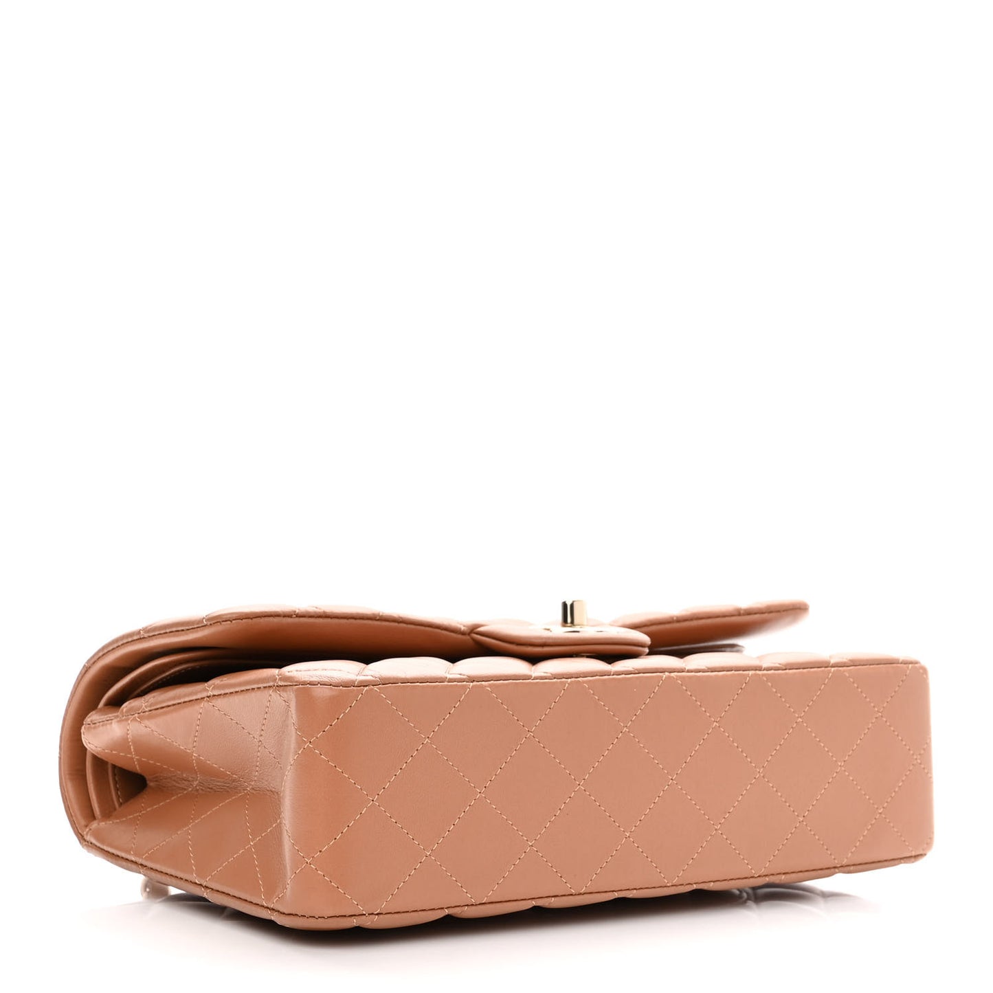 Lambskin Quilted Medium Double Flap Brown