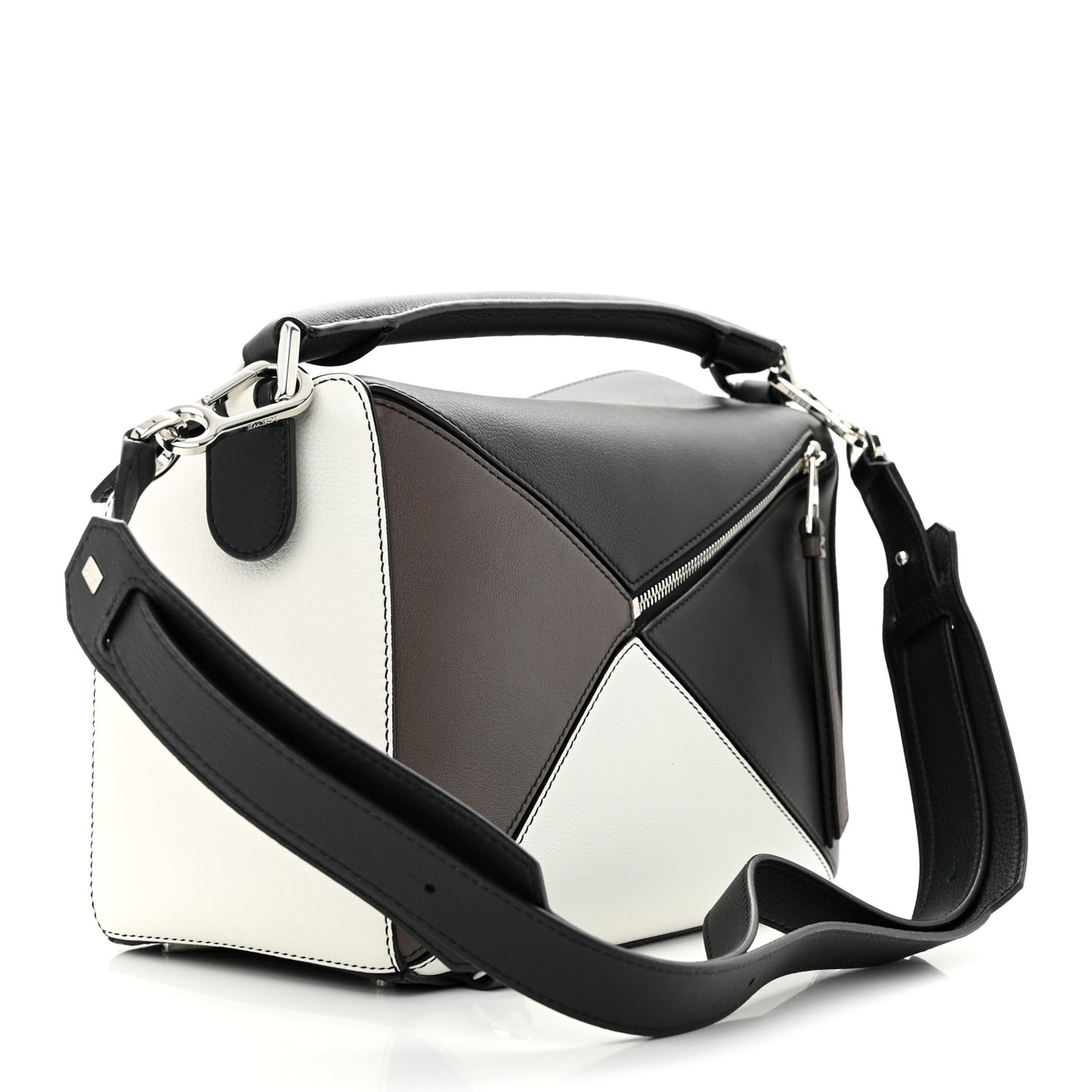 Calfskin Medium Puzzle Bag Black Taupe