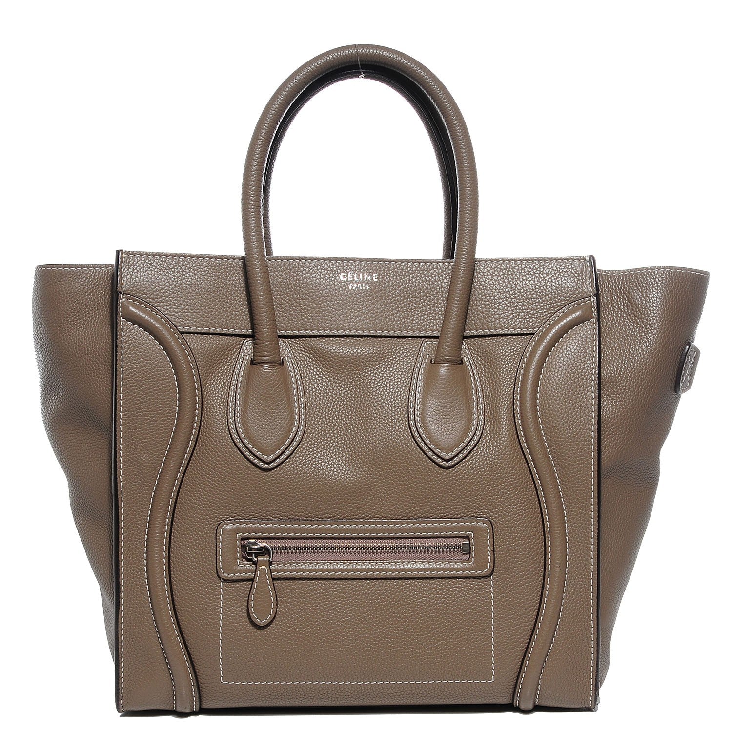 Celine Drummed Calfskin Mini Luggage Souris 1 of 8