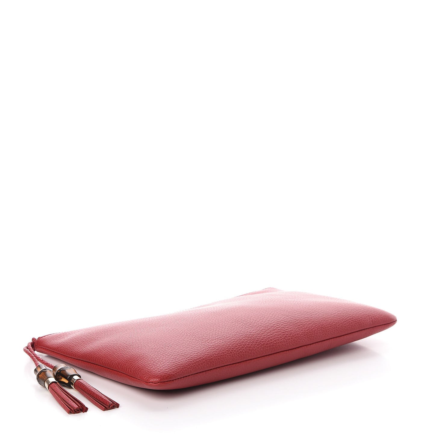 Calfskin Large Bamboo Clutch Red