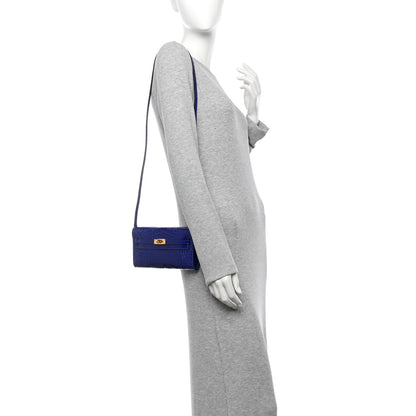 Hermes Shiny Alligator Kelly Wallet To Go Bleu Electrique 3 of 23