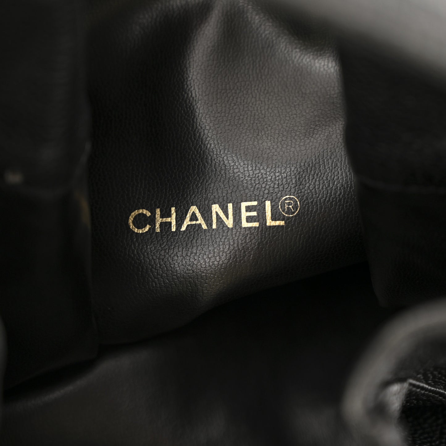 Caviar Quilted Drawstring Backpack Black
