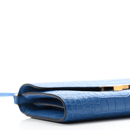 Hermes Matte Alligator Constance Long Wallet To Go Bleu Zellige 8 of 9