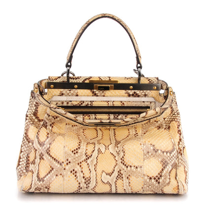 Fendi Python Medium Peekaboo Iconic Satchel Tan 1 of 8