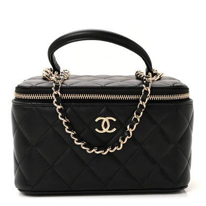 Chanel Lambskin Quilted Small Top Handle Vanity Case With Chain Black 1 of 10