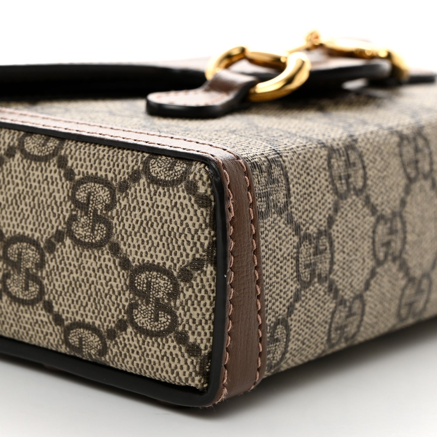 GG Supreme Monogram Mini Horsebit 1955 Shoulder Bag Beige Brown Sugar