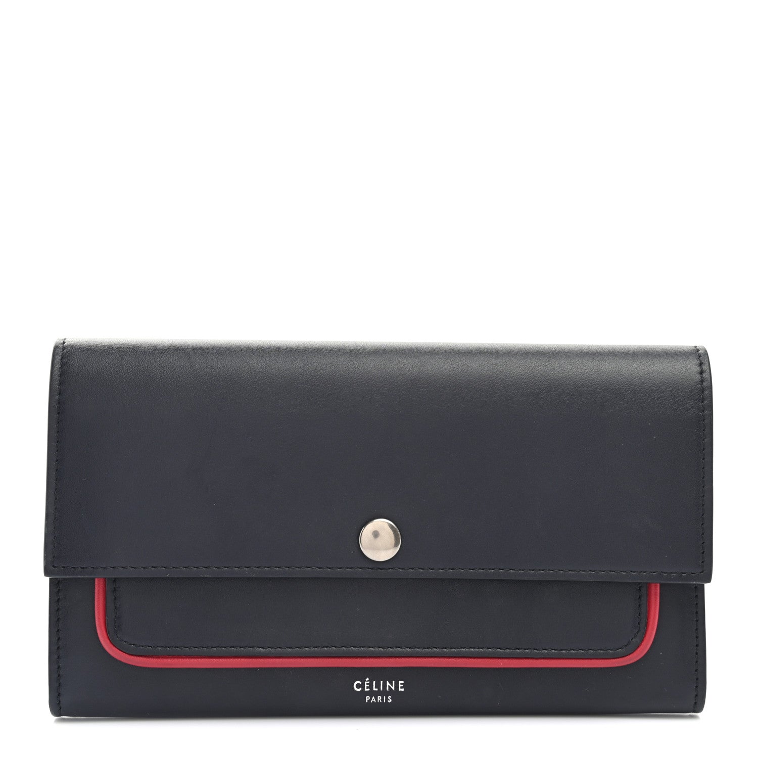 Celine Smooth Calfskin Piping Large Flap Multifunction Wallet Navy Blue 1 of 10