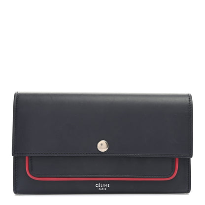 Celine Smooth Calfskin Piping Large Flap Multifunction Wallet Navy Blue 1 of 10
