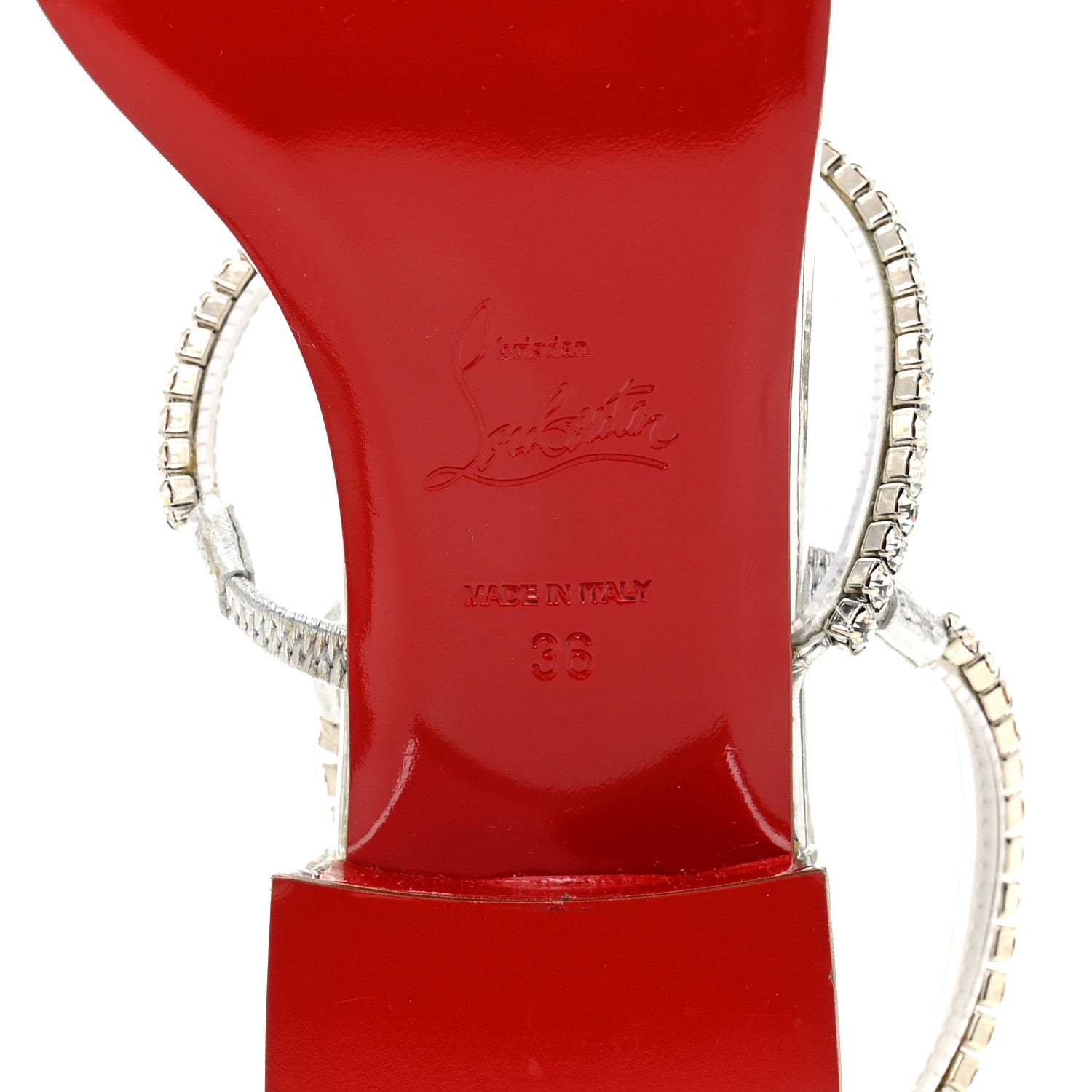 Christian Louboutin Specchio PVC Crystal Simple Queenie Sandals 36