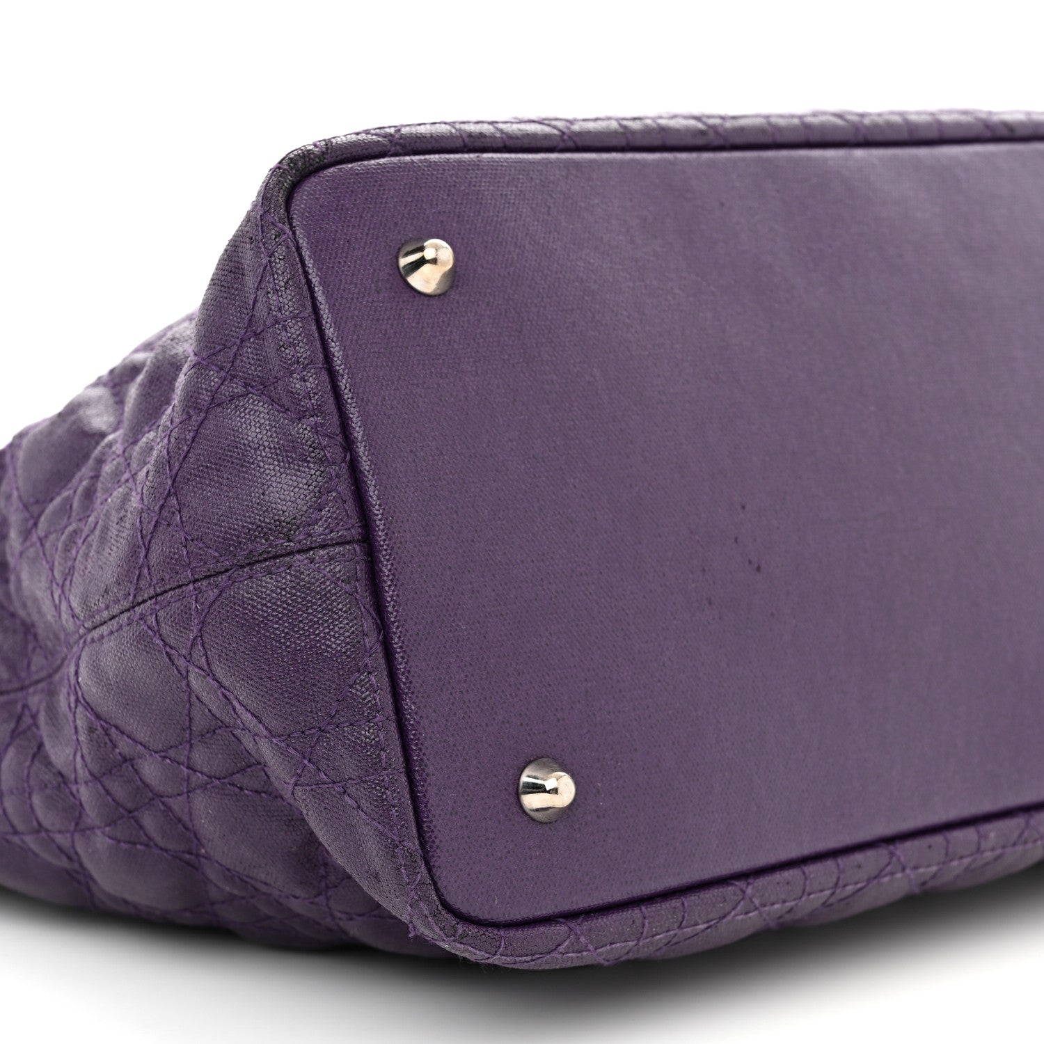 Christian Dior Coated Canvas Cannage Medium Panarea Tote Purple 9 of 20