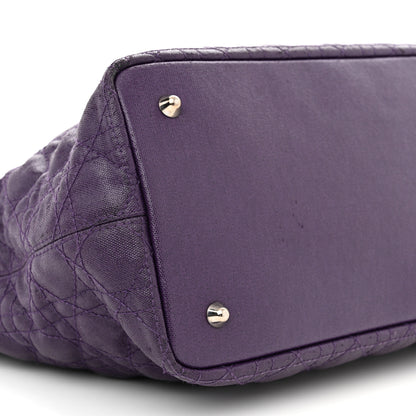 Christian Dior Coated Canvas Cannage Medium Panarea Tote Purple 9 of 20