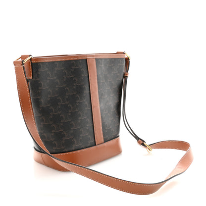 Celine Triomphe Canvas Calfskin Small Bucket Bag Tan 3 of 10