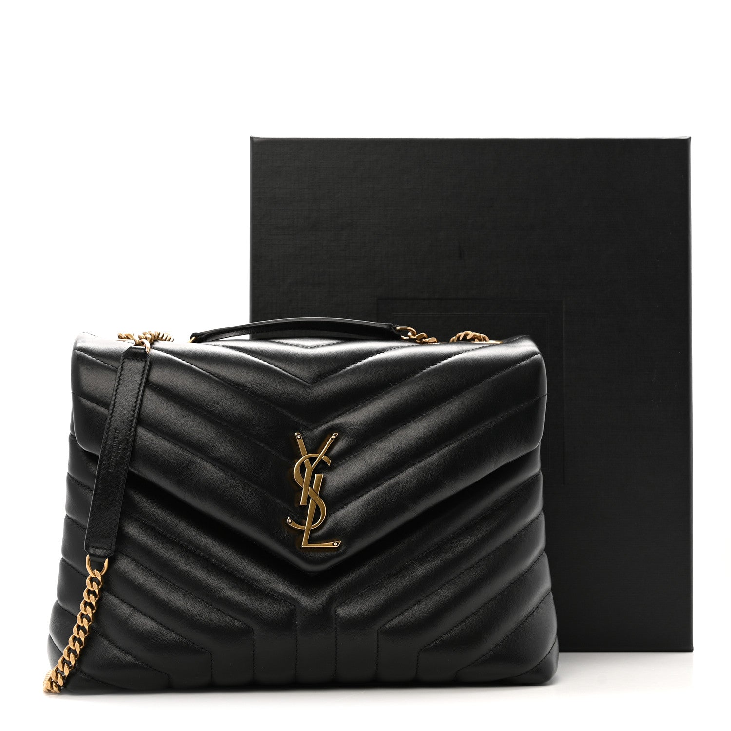 Saint Laurent Calfskin Y Quilted Monogram Medium Loulou Chain Satchel Black 15 of 15