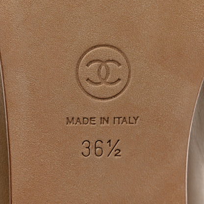 Chanel Lambskin Cap Toe CC Ballerina Flats 36.5 Beige 6 of 14