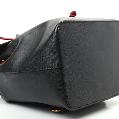 Fendi Vitello Cruise Bi-Color FF 1974 Embossed F is Fendi Drawstring Backpack Black Fragola Maya 8 of 9