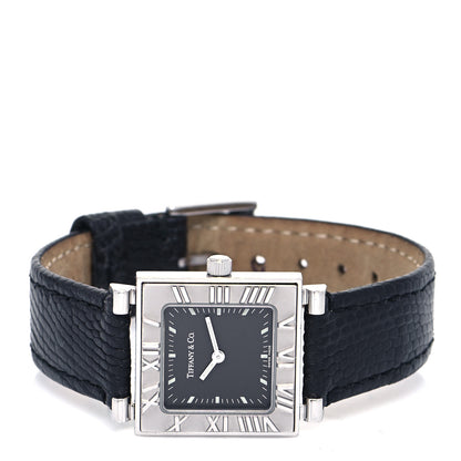 Tiffany Stainless Steel Lizard 23mm Atlas Square Quartz Watch Black 2 of 4