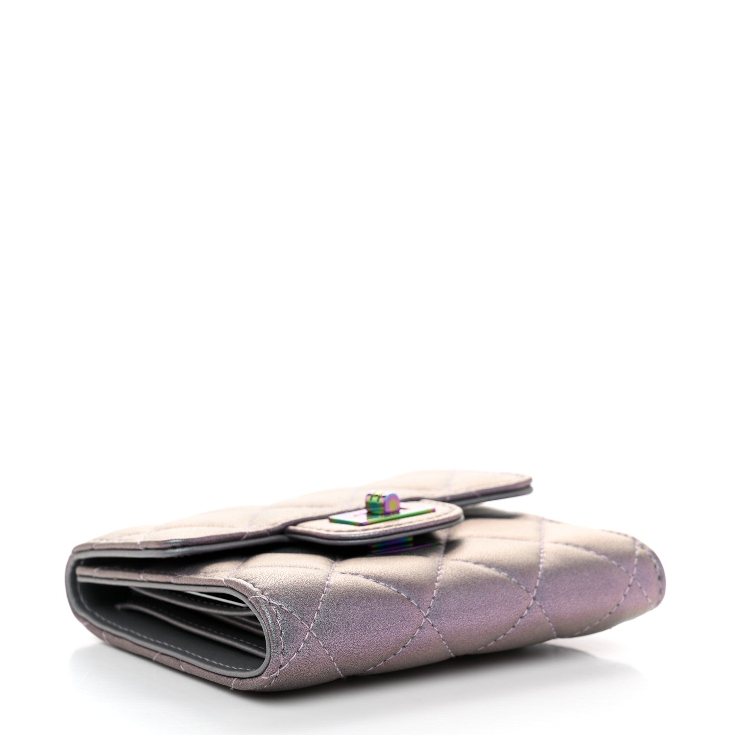 Chanel Iridescent Lambskin Quilted 2.55 Reissue Compact Flap Wallet Light Purple 4 of 9