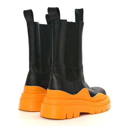 Bottega Veneta Calfskin The Tire Chelsea Boots 38.5 Black Tangerine 4 of 8