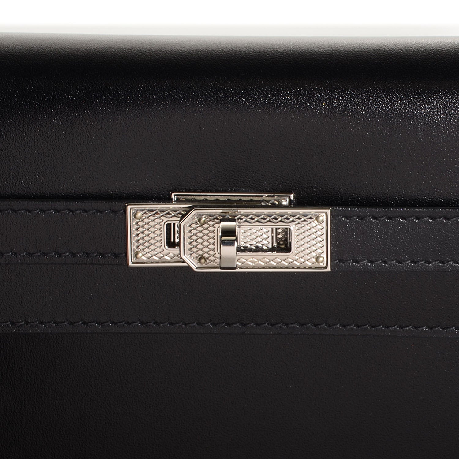 Hermes Guilloche Box Kelly Longue Wallet Black 11 of 15