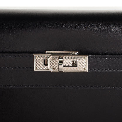 Hermes Guilloche Box Kelly Longue Wallet Black 11 of 15