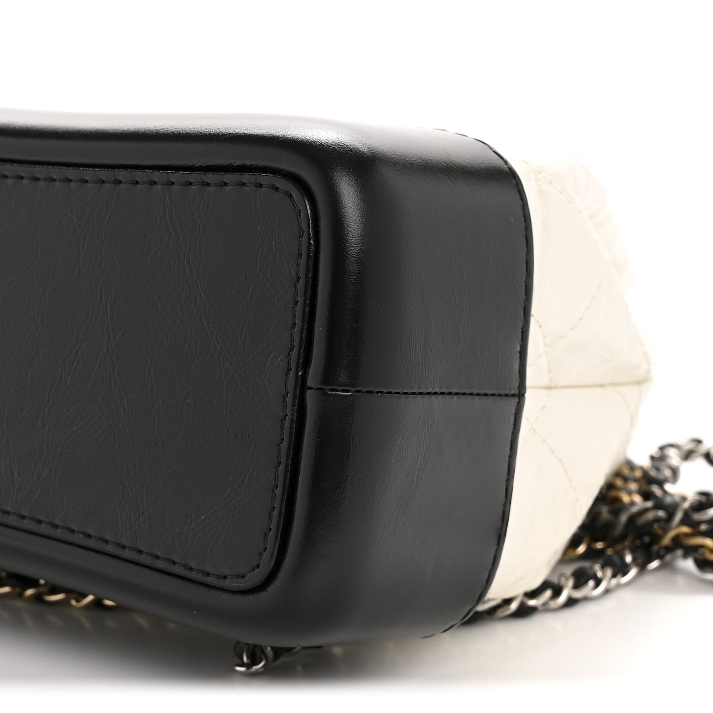 Aged Calfskin Quilted Small Gabrielle Backpack Black White