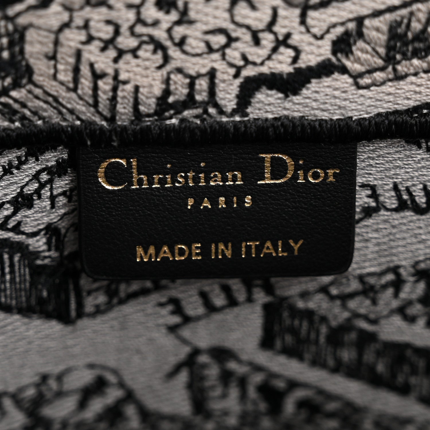 Christian Dior Canvas Embroidered Medium Plan De Paris Book Tote Grey Black 6 of 13