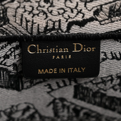 Christian Dior Canvas Embroidered Medium Plan De Paris Book Tote Grey Black 6 of 13