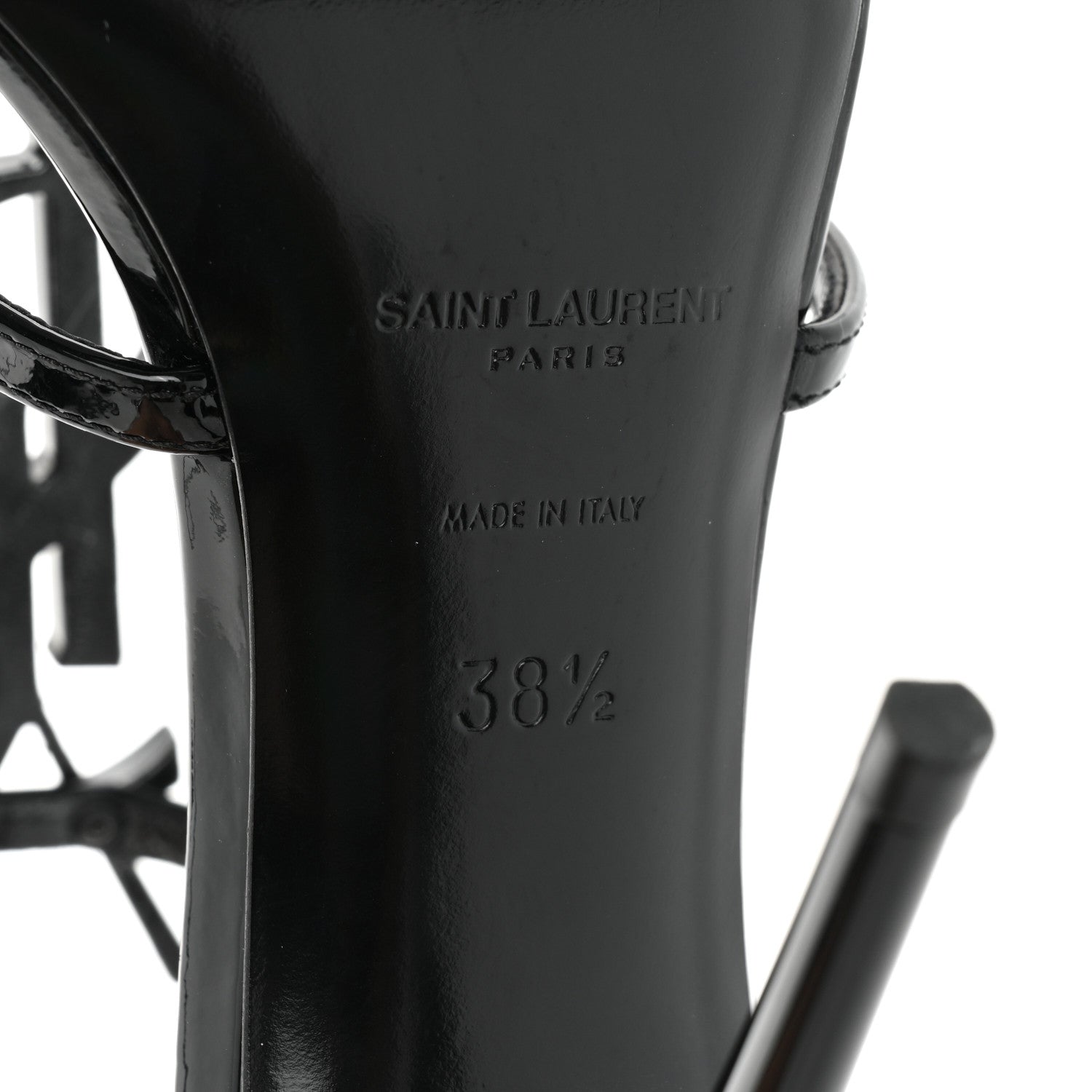 Saint Laurent Calfskin Cassandra 100 Ankle Strap Sandals 38.5 Black 6 of 13