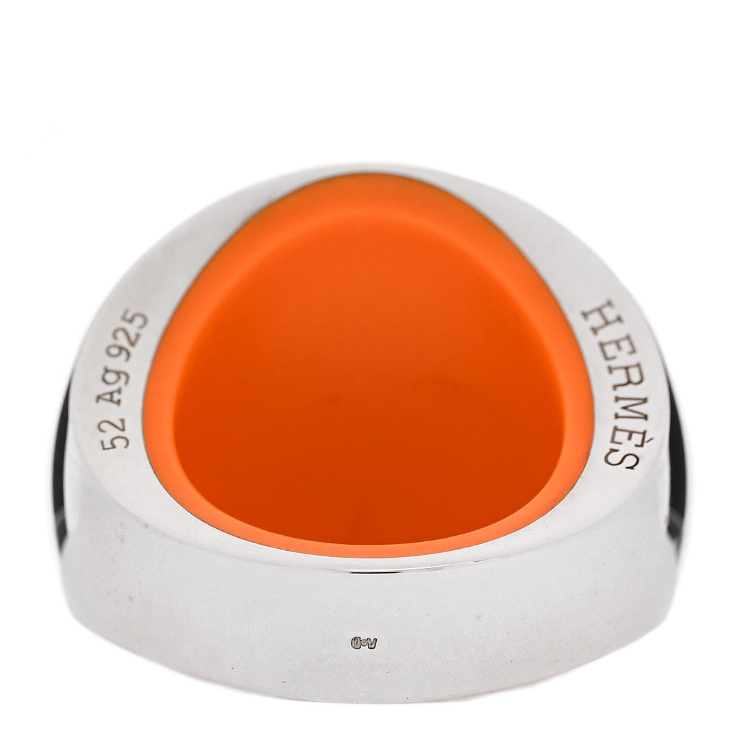Sterling Silver Resin Quark Ring 52 6 Orange