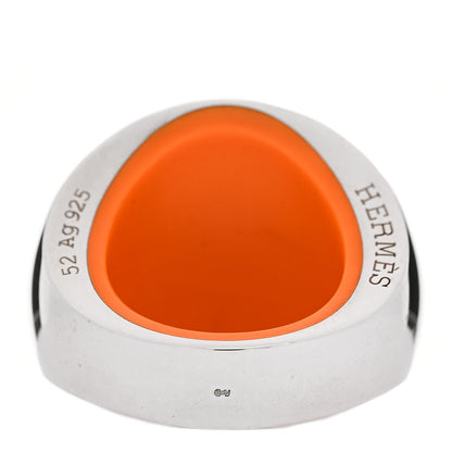 Hermes Sterling Silver Resin Quark Ring 52 6 Orange 3 of 7