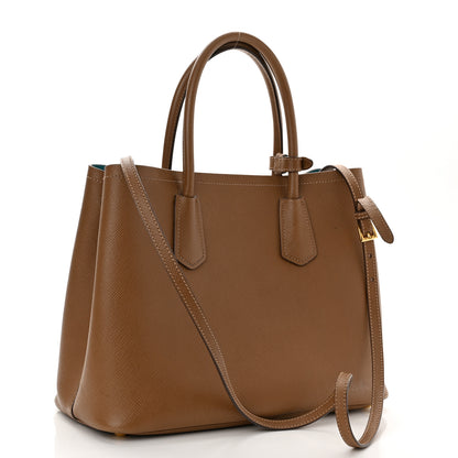 Prada Saffiano Cuir Small Double Bag Cannella Cocco 3 of 18