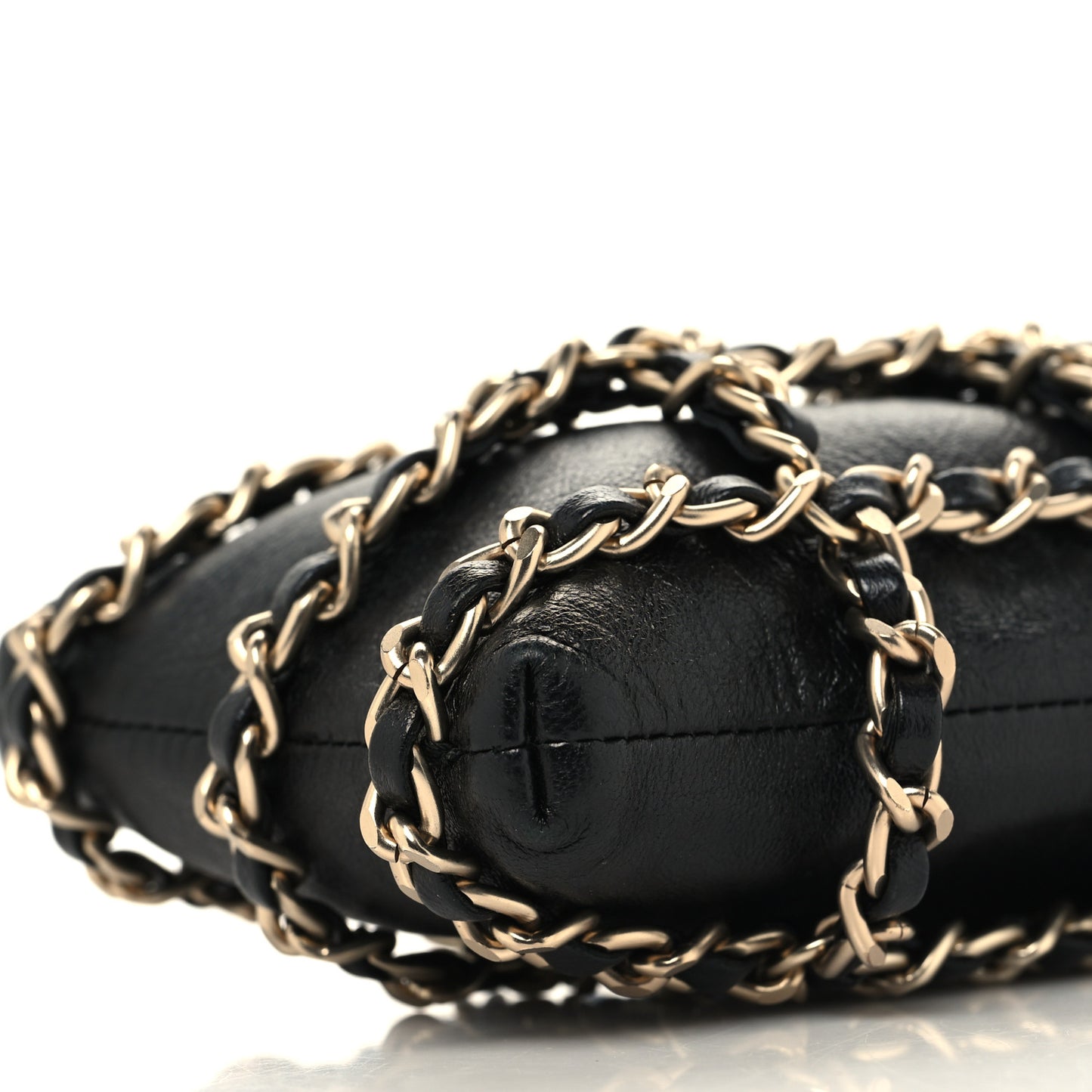 Lambskin Tech Me Out Clutch With Chain Black