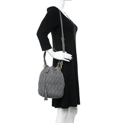 Miu Miu Nappa Matelasse Small Bucket Bag Marmo 2 of 11