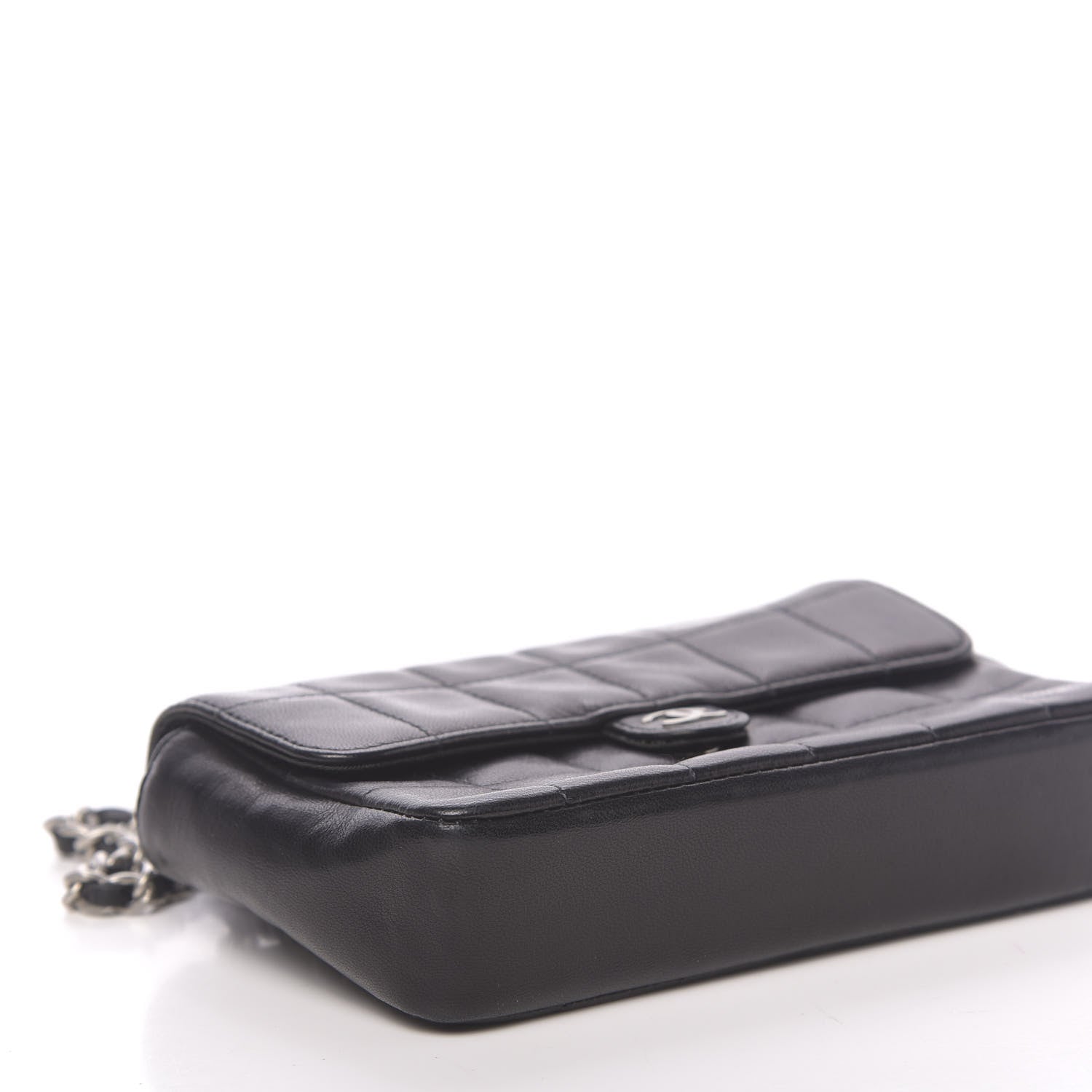 Chanel Lambskin Quilted Chocolate Bar Chain Belt Bag Clutch Black 10 of 13