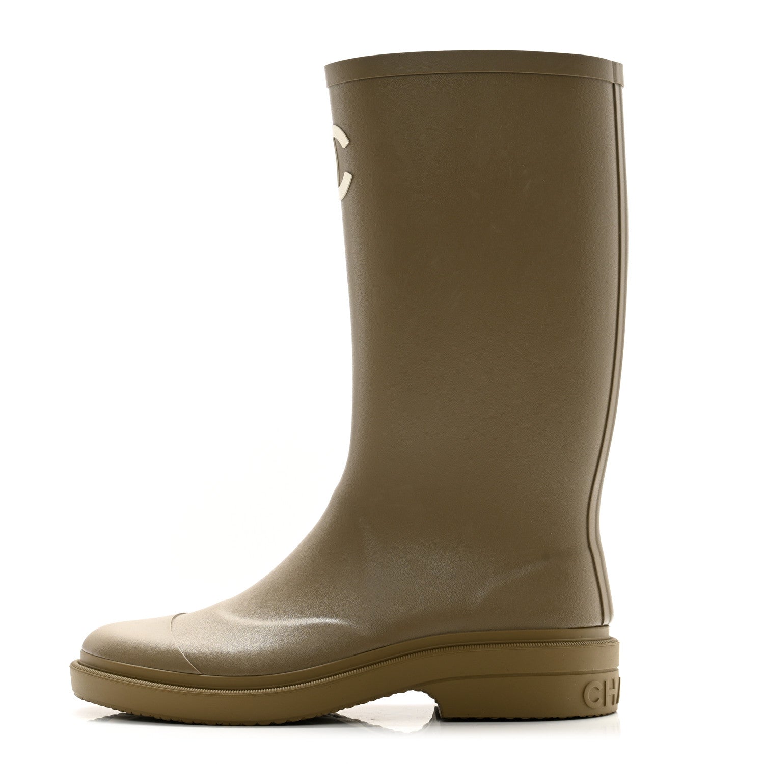 Chanel Caoutchouk CC High Boots 39 Dark Beige 1 of 9