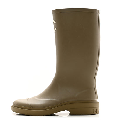 Chanel Caoutchouk CC High Boots 39 Dark Beige 1 of 9