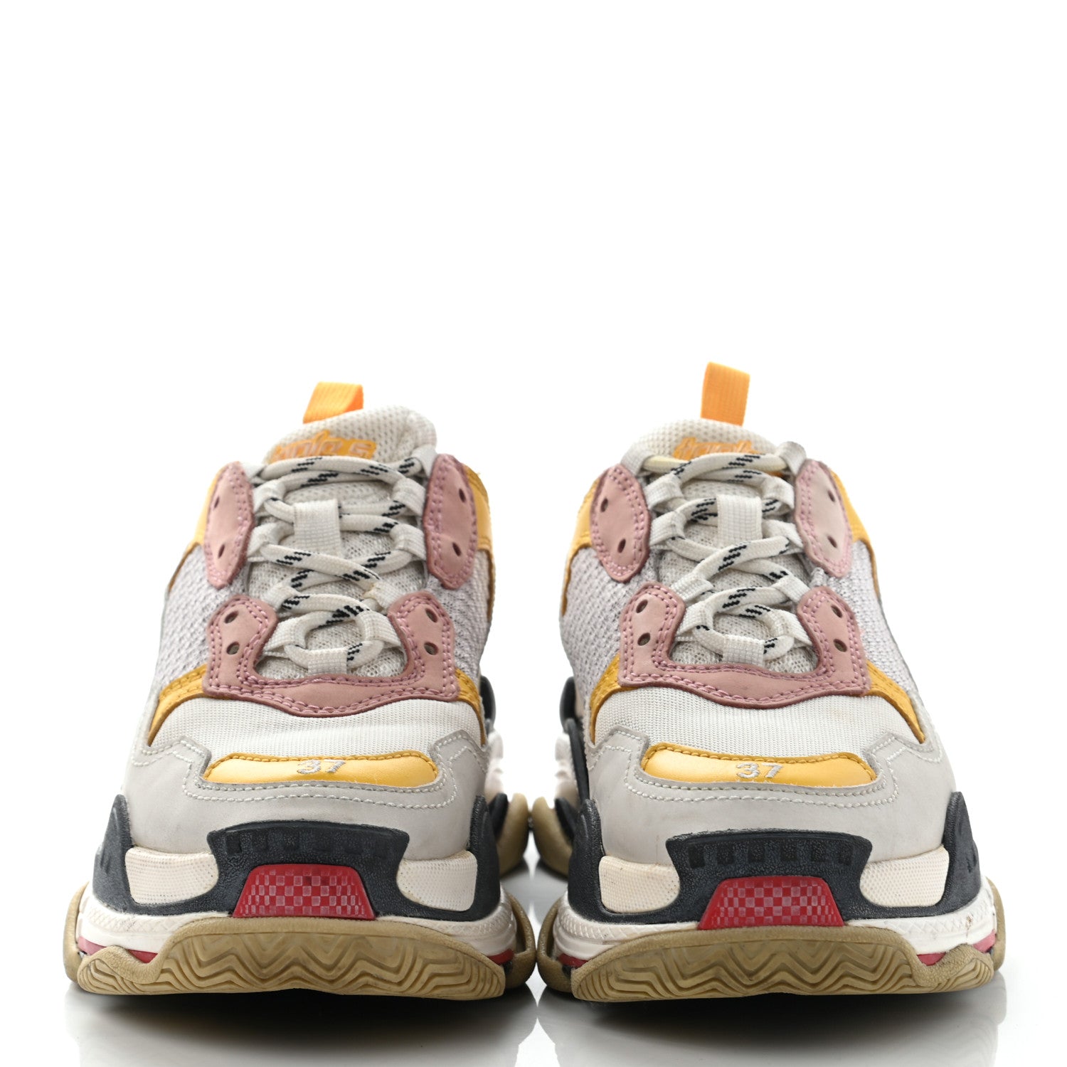 Balenciaga Mesh Nubuck Womens Triple S Sneakers 37 White Gris Jaune Rose 2 of 21