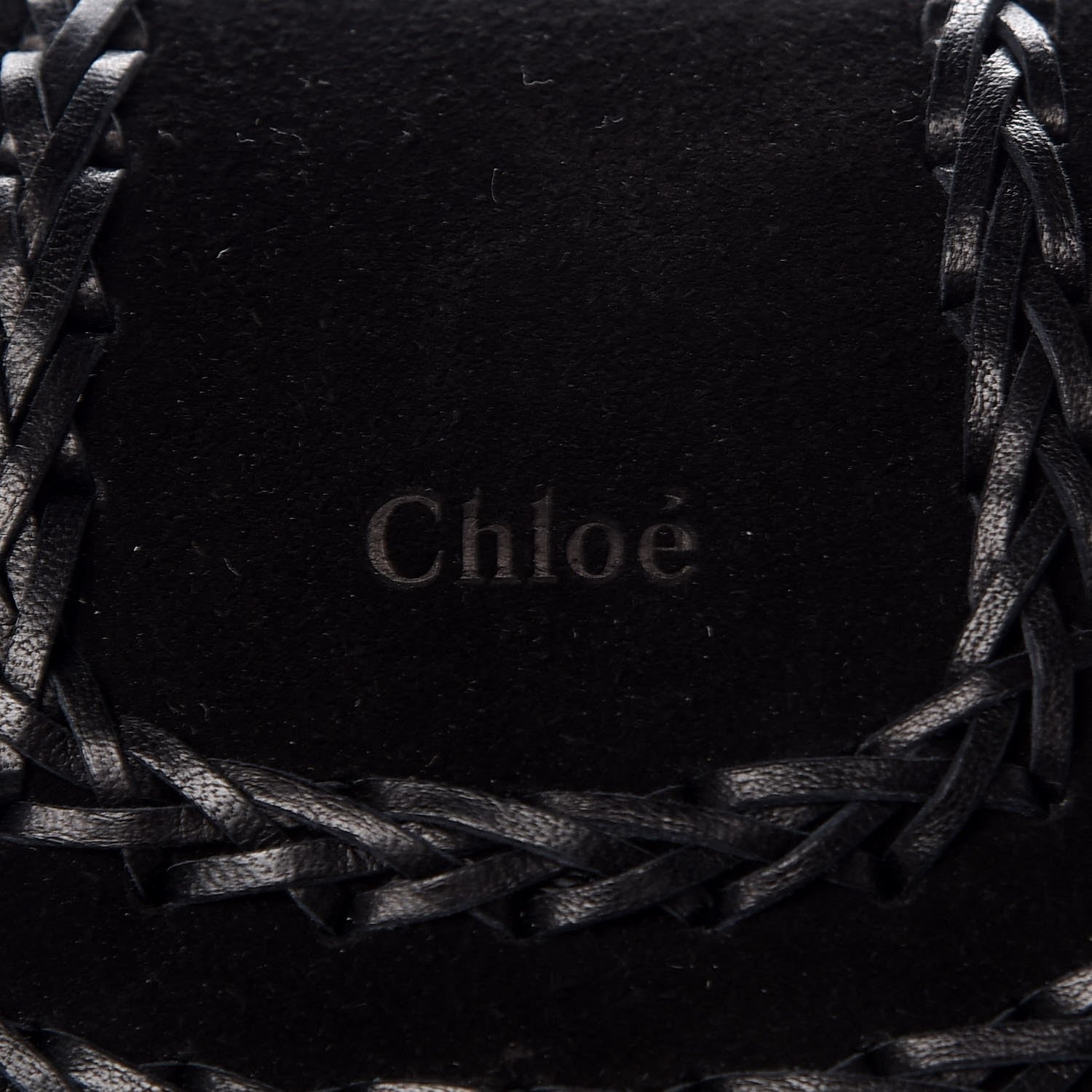 Chloe Suede Calfskin Braided SMini Hudson Shoulder Bag Black 6 of 7
