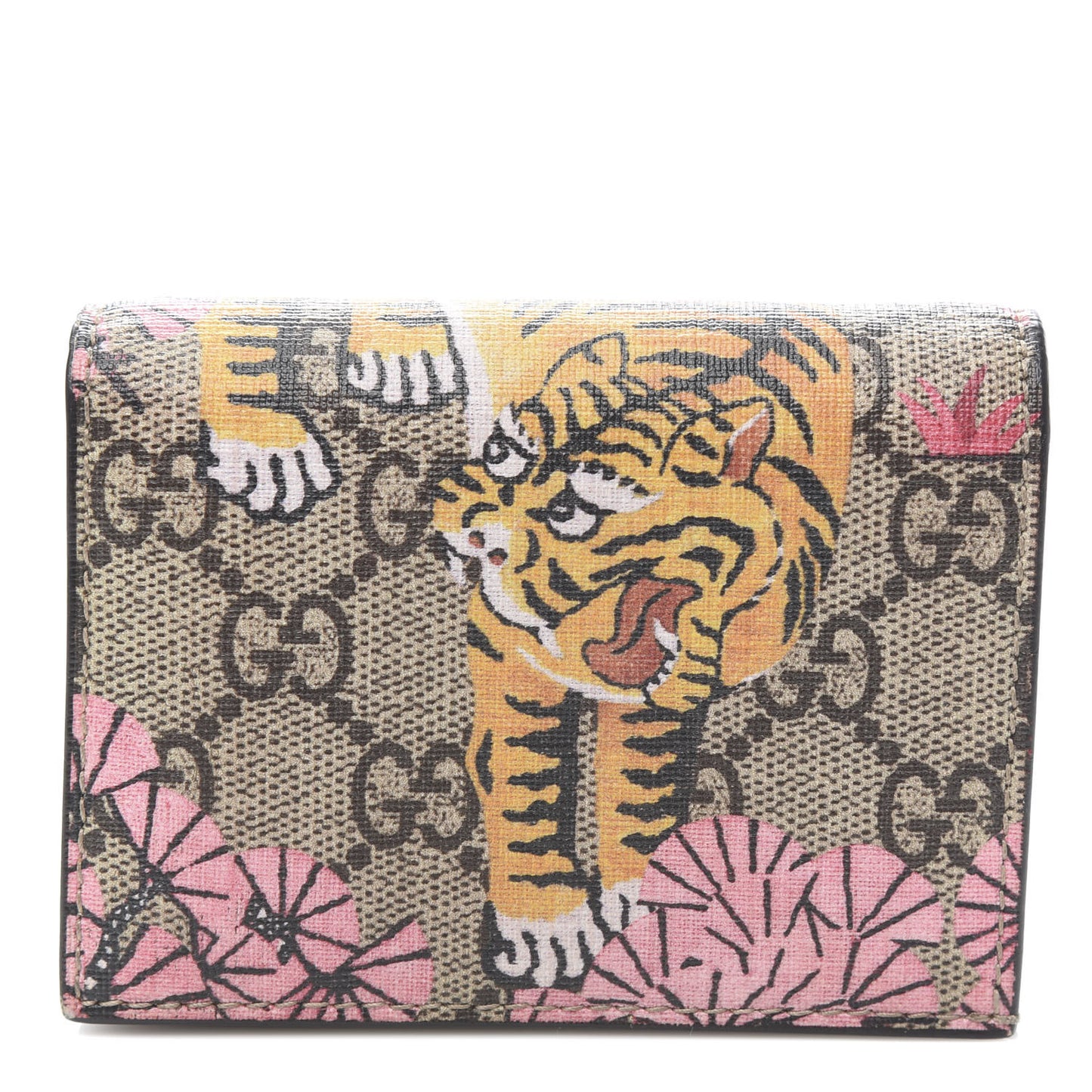 GG Supreme Monogram Bengal Card Case Beige Pink