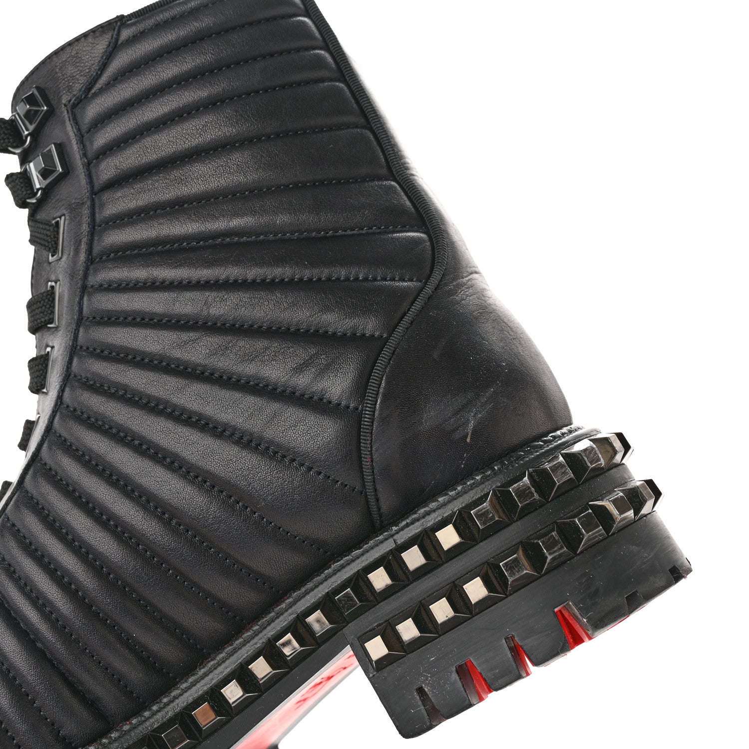 Christian Louboutin Calfskin Quilted Yetota Combat Boots 40 Black 12 of 15