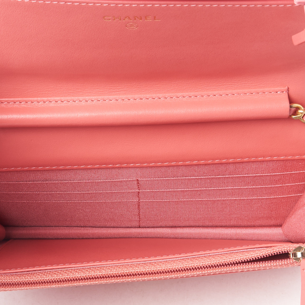 Caviar Quilted Boy Wallet On Chain WOC Pink