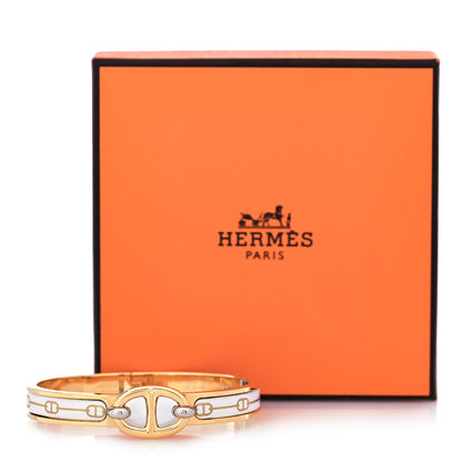Hermes Enamel Mini Farandole Clic Chaine D'Ancre Bracelet Or White 6 of 6