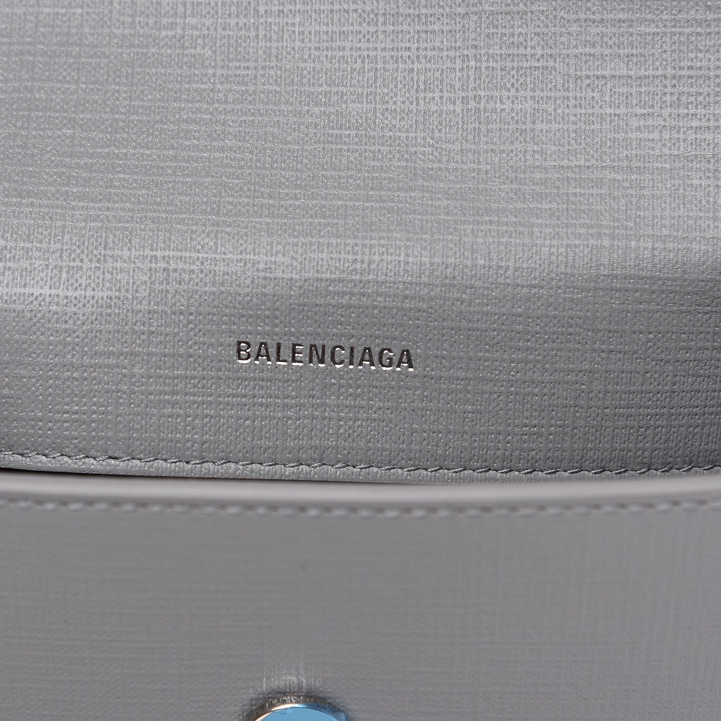 Squared Calfskin Logo Shopping Envelope Clutch Balenciaga Grey