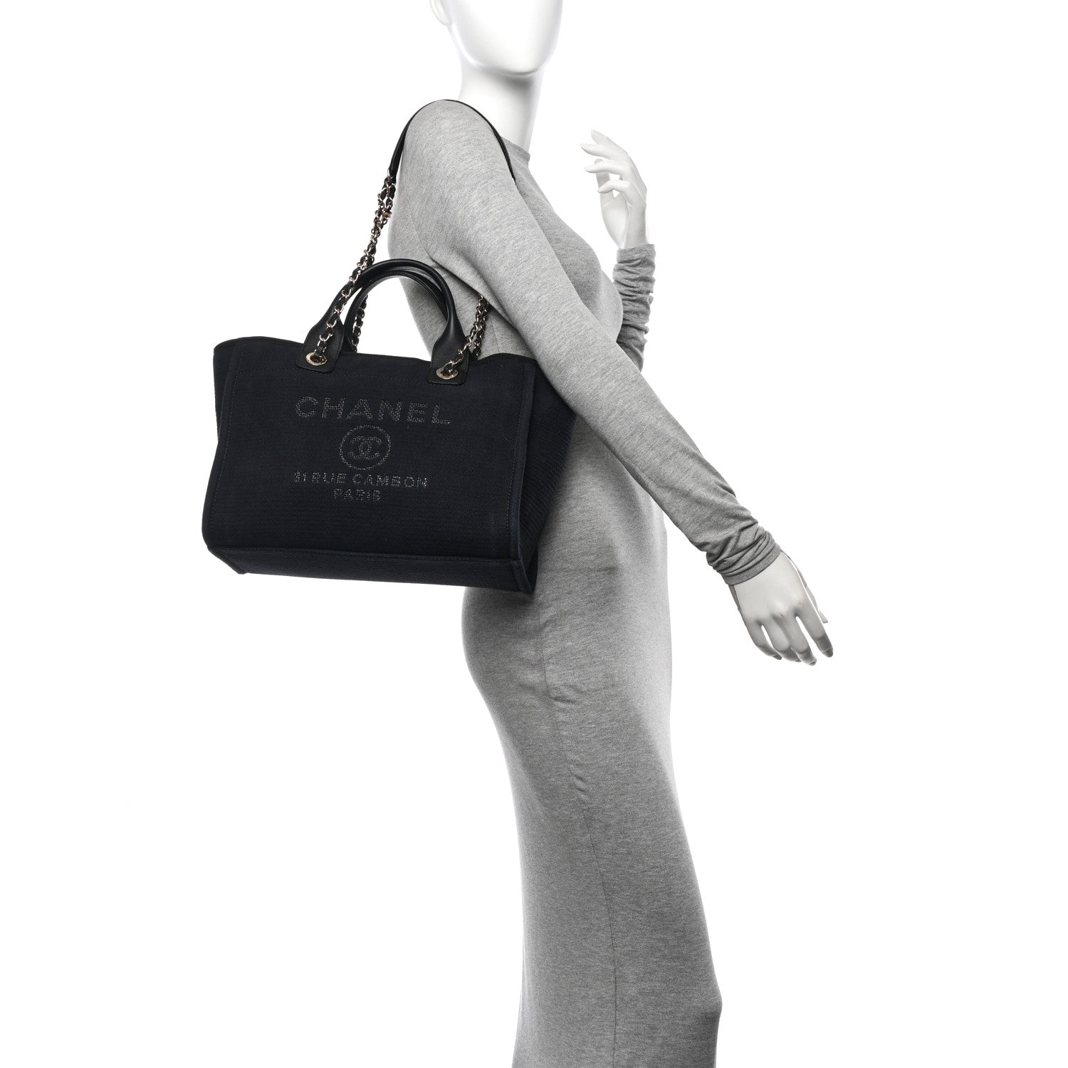 Chanel Mixed Fibers Small Deauville Tote Navy 2 of 16