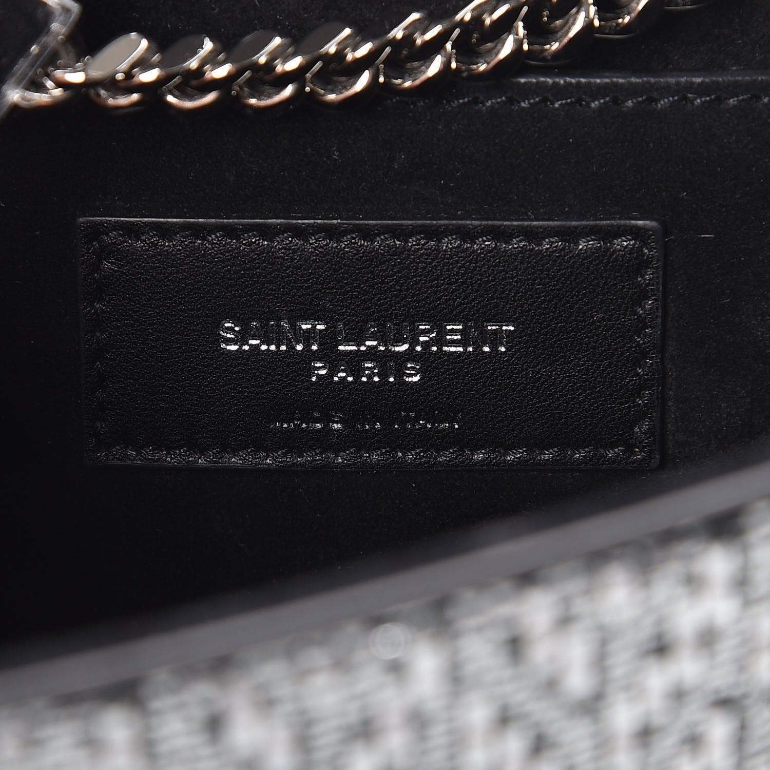 Saint Laurent Metallic Calfskin Chevron Small Monogram Kate Satchel Black Argento 6 of 7